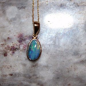 Opal Pendant 14k Yellow Gold Rope Chain Pendant Ne